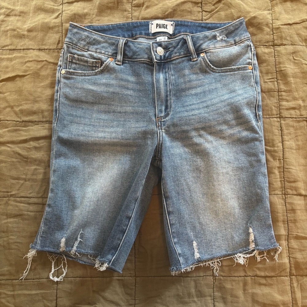 PAIGE Jax Knee Denim Shorts, size 27
